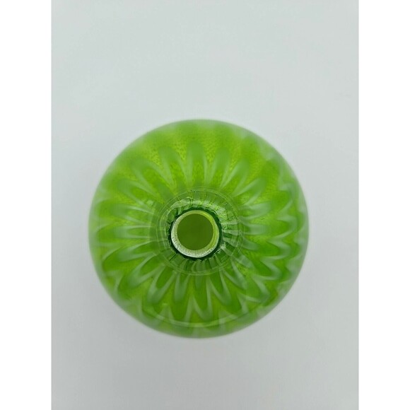 Hand Blown Art Glass Oil Lamp Chartreuse Green Swirl No Wick 4.5" Tall Heavy - Picture 4 of 10